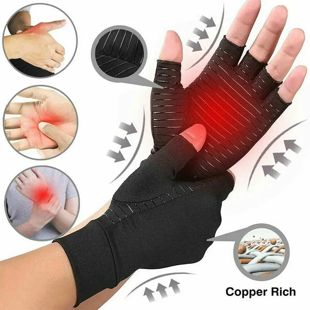 1 Pair Elastic Copper Compression Wrist Guard Gloves for Men and Women