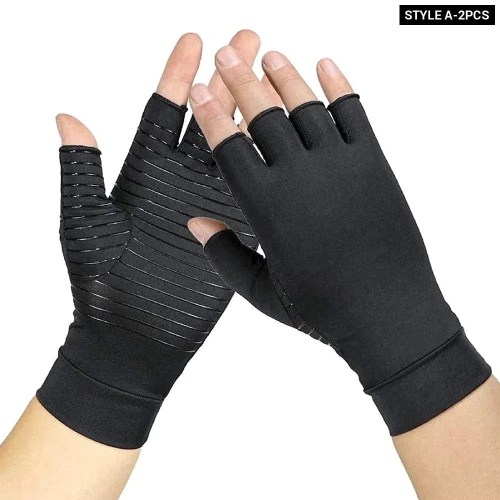 1 Pair Elastic Copper Compression Wrist Guard Gloves for Men and Women