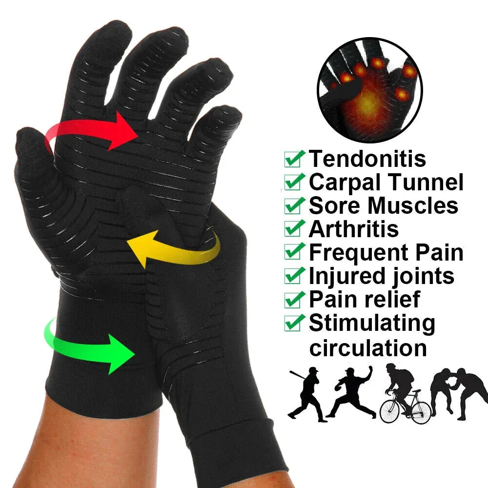 1 Pair Elastic Copper Compression Wrist Guard Gloves for Men and Women