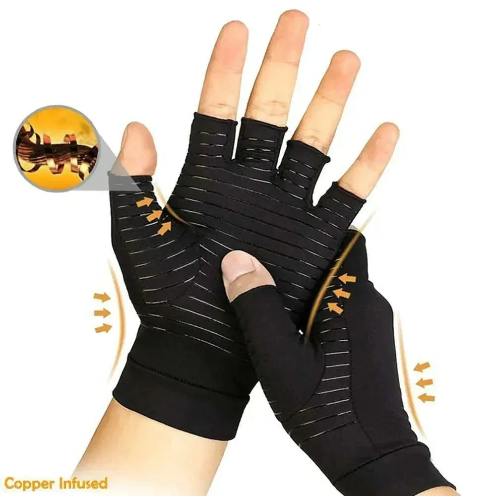 1 Pair Elastic Copper Compression Wrist Guard Gloves for Men and Women