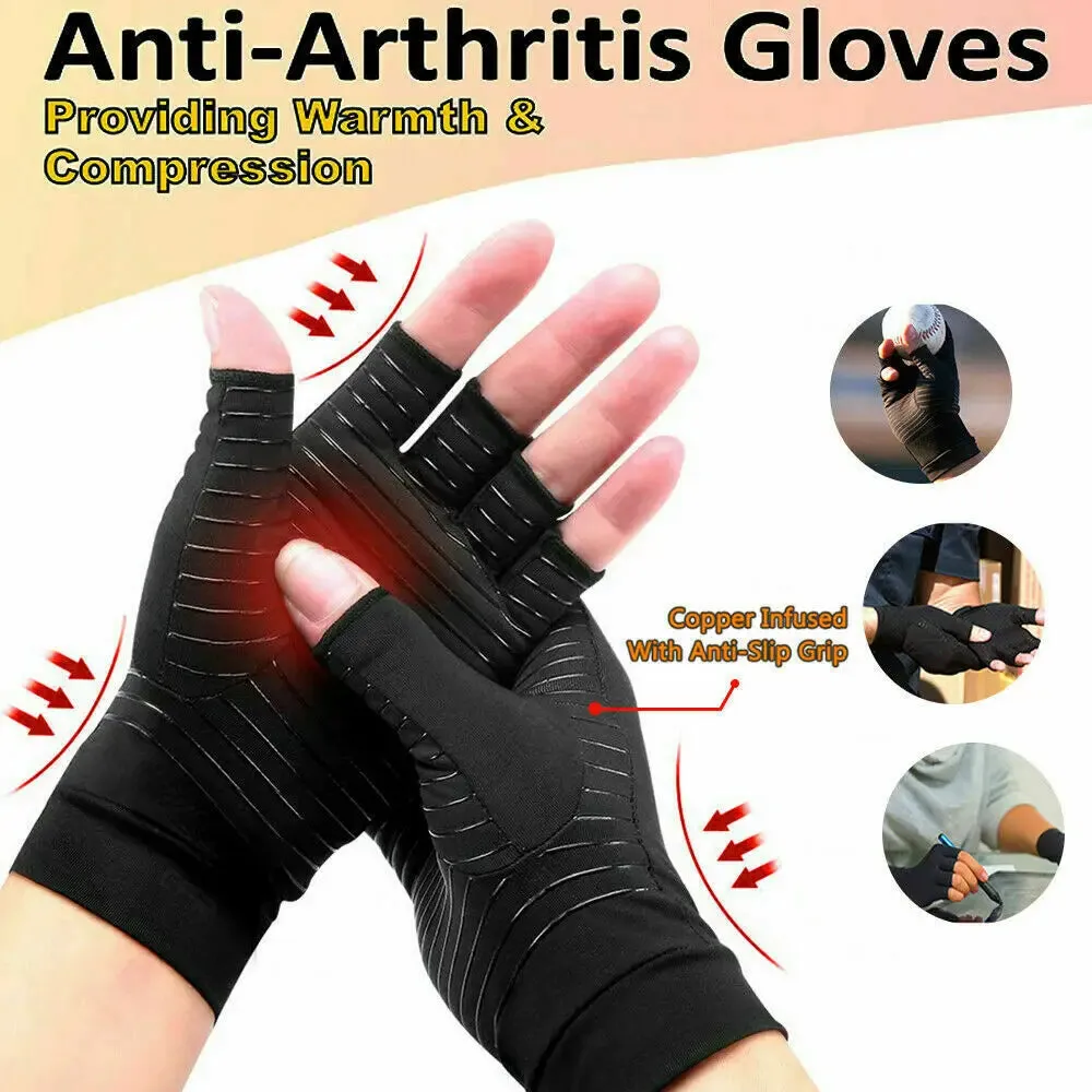 1 Pair Elastic Copper Compression Wrist Guard Gloves for Men and Women
