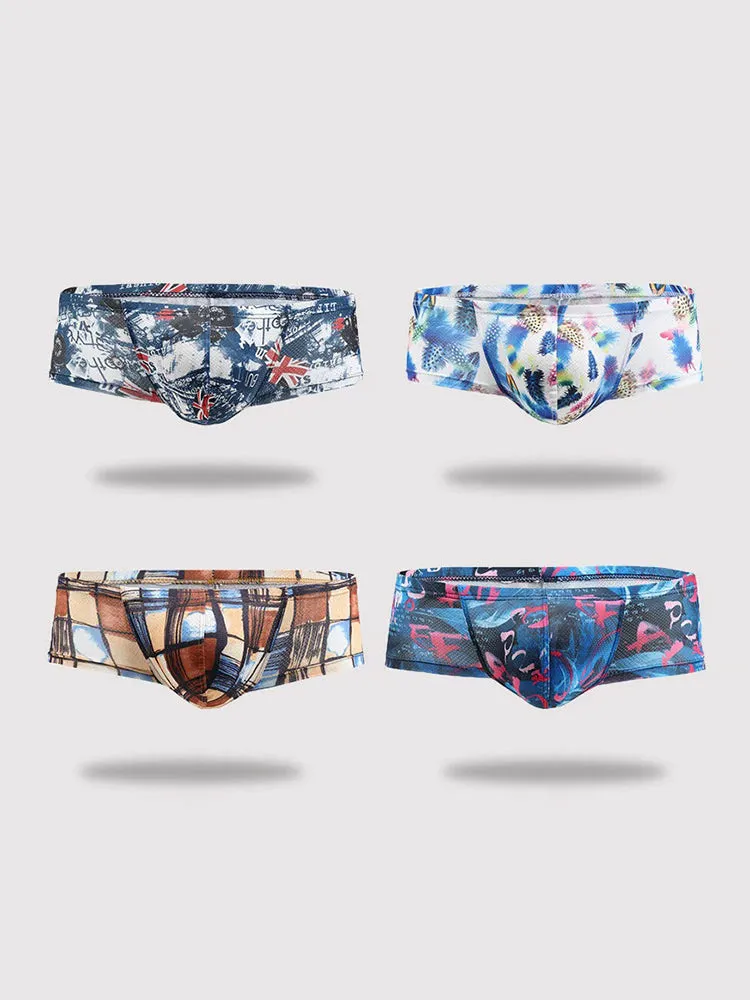 4 Pack Men's U-Pouch Low-Rise Moisture-Wicking Trunks