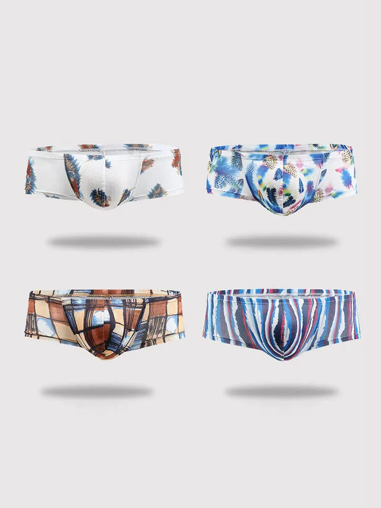 4 Pack Men's U-Pouch Low-Rise Moisture-Wicking Trunks