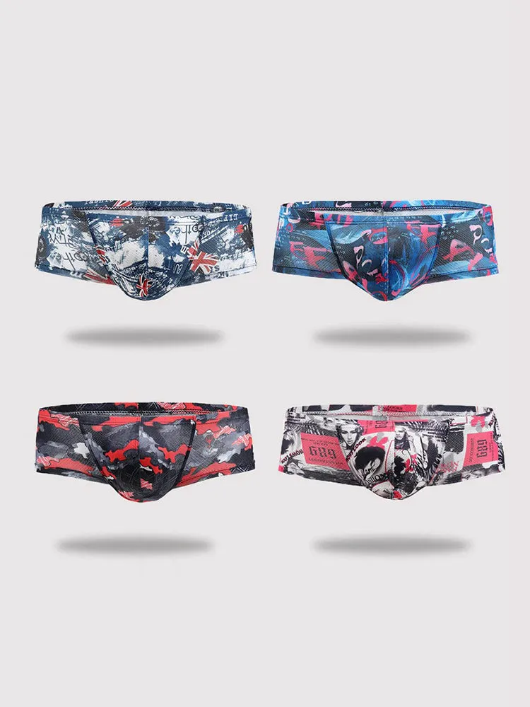 4 Pack Men's U-Pouch Low-Rise Moisture-Wicking Trunks