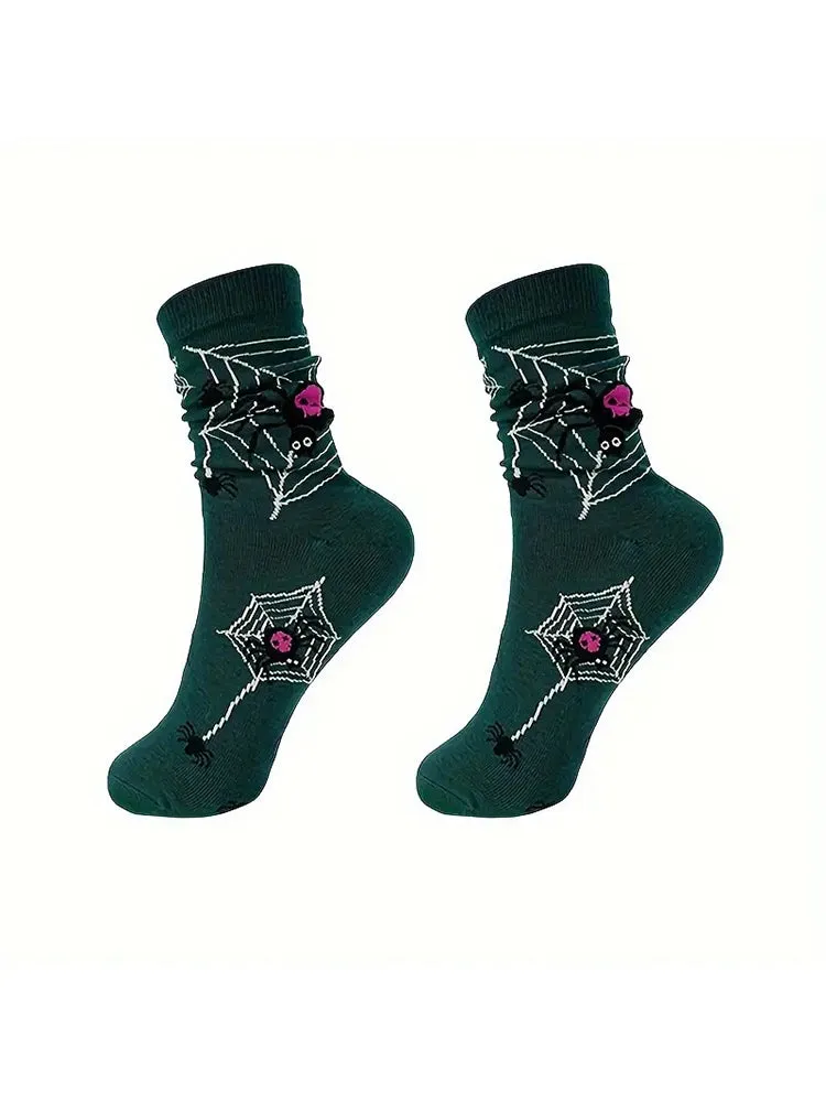 5 Pack Skull Pumpkin Cartoon Print Casual Crew Socks