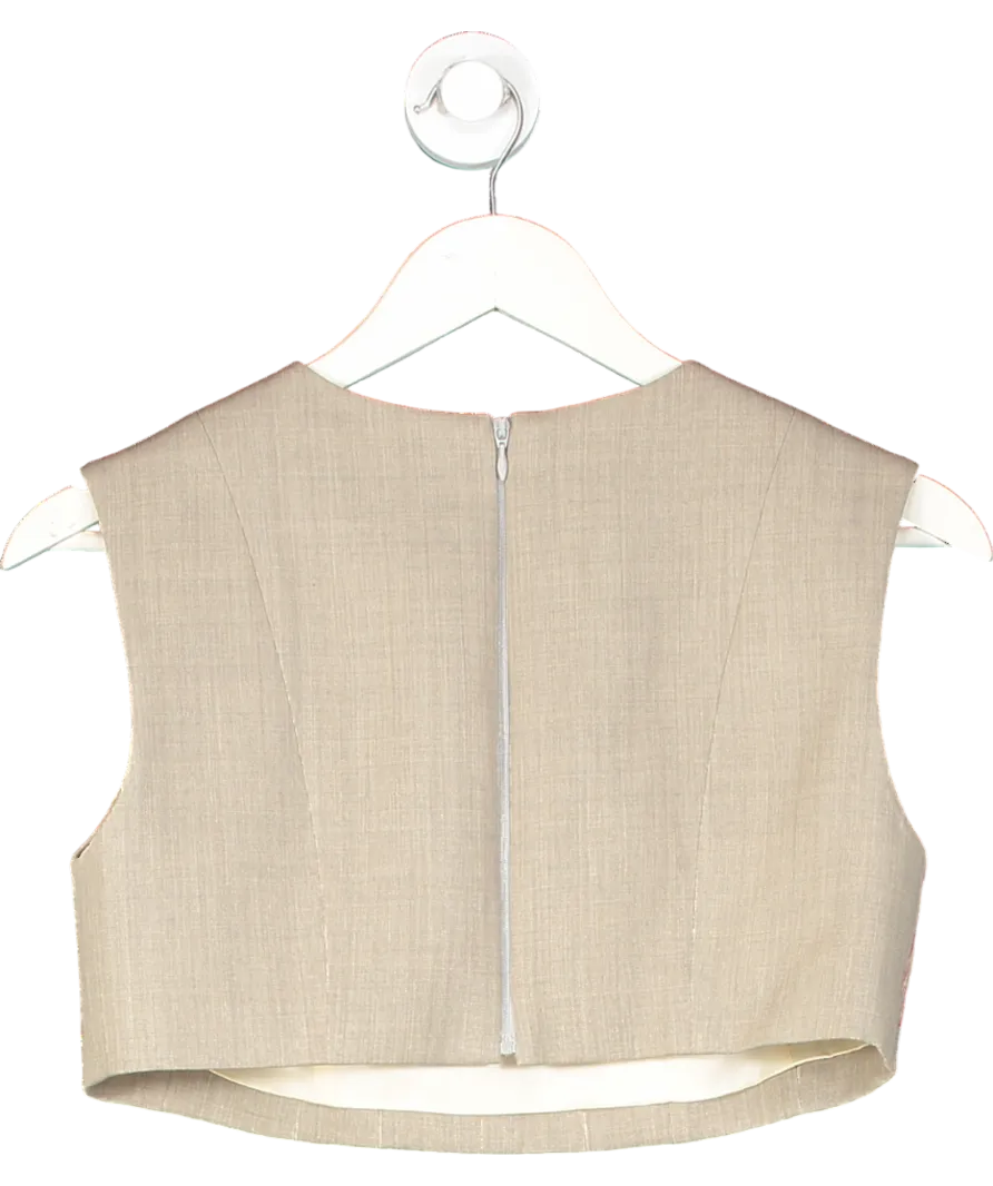 Beare Park Beige Wool Panelled Crop Top UK 6