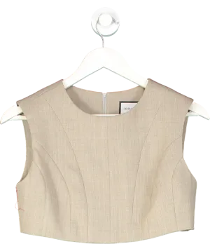 Beare Park Beige Wool Panelled Crop Top UK 6