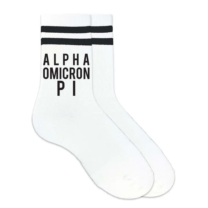 Black Striped Sorority Crew Socks