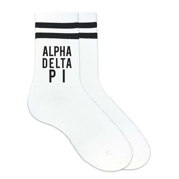 Black Striped Sorority Crew Socks