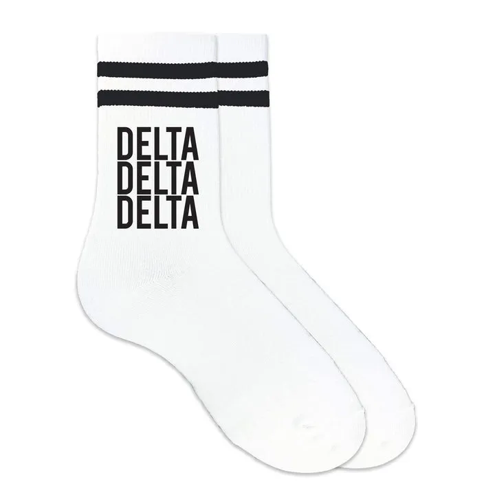 Black Striped Sorority Crew Socks