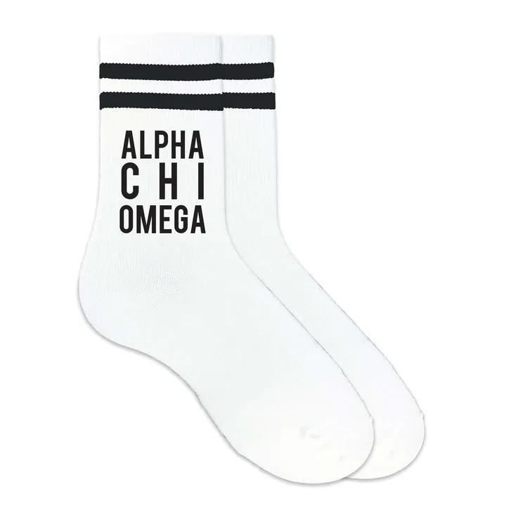 Black Striped Sorority Crew Socks