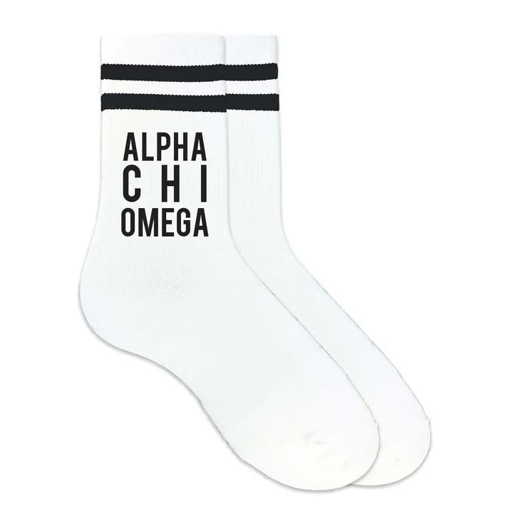 Black Striped Sorority Crew Socks