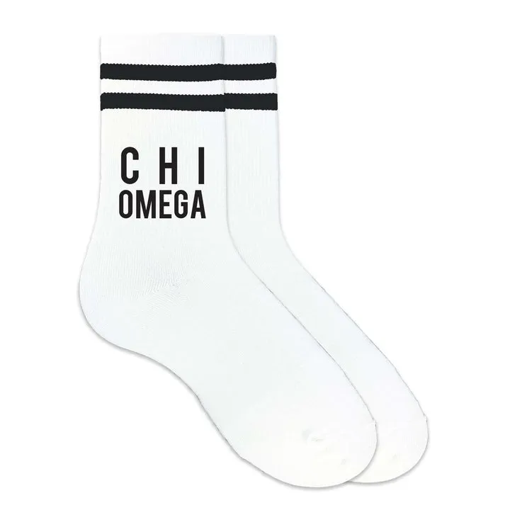 Black Striped Sorority Crew Socks