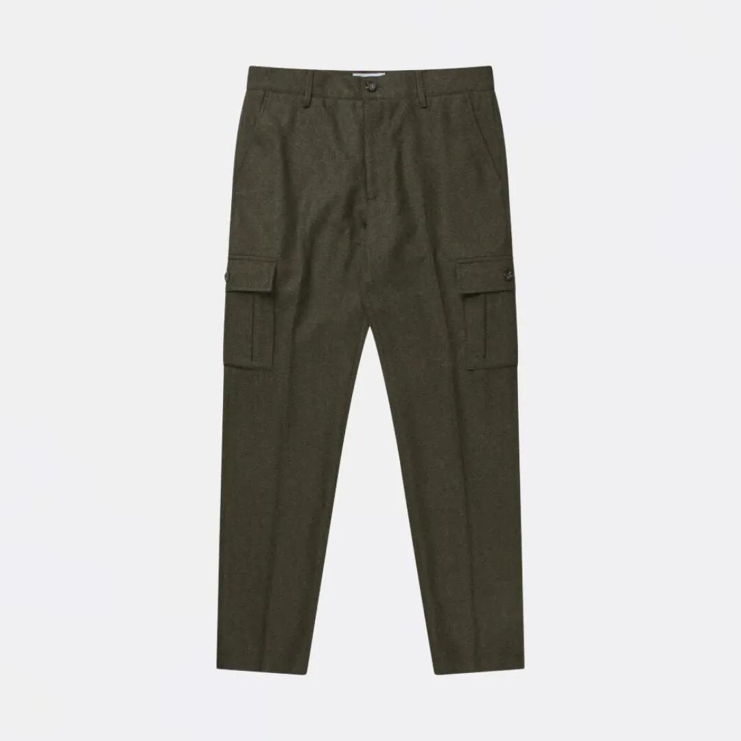 Como Reg Wool Cargo Suit Pants (Forest Green Melange)