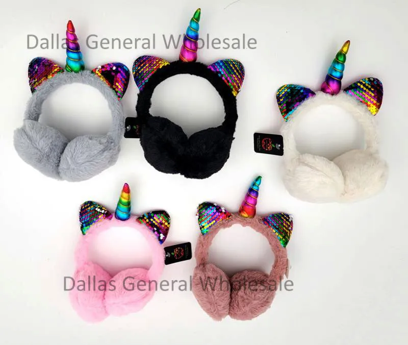 Little Kids Fuzzy Unicorn Earmuffs Wholesale
