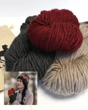 The Grand Portage Hat & Mitten Kit - Cranberry Colorway